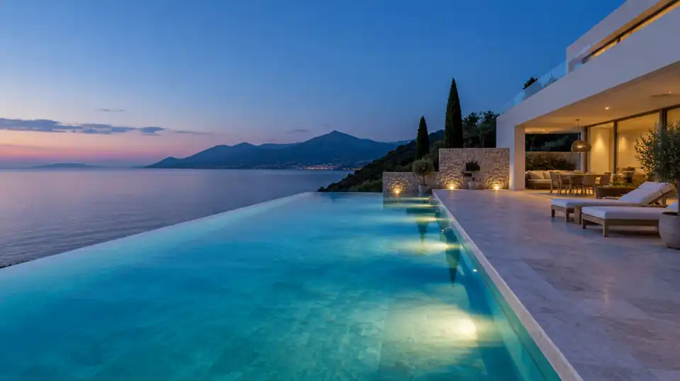 Coastal villa, blue hour