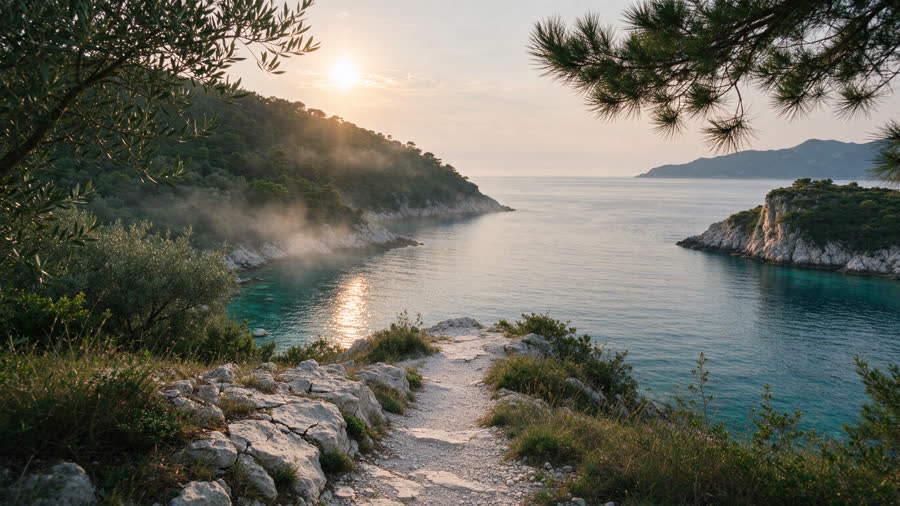 Path through the maquis to the cove